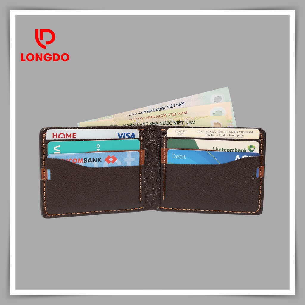 Ví nam size nhỏ - Cam kết da bò thật 100% - Hàng chính hãng thương hiệu Longdo Leather - B05