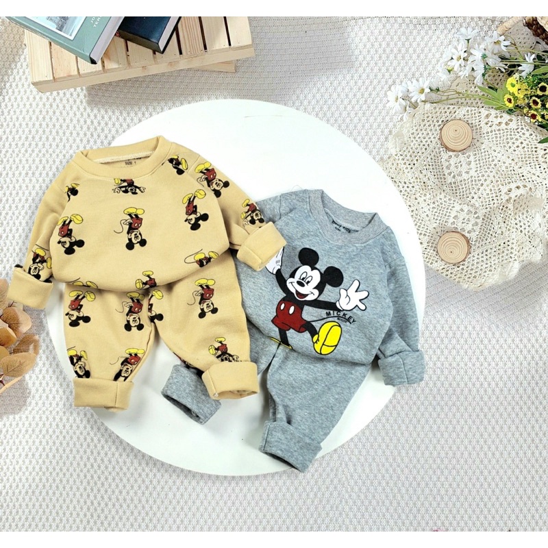 Bộ nỉ bông hình Micky cho bé trai, bé gái K092