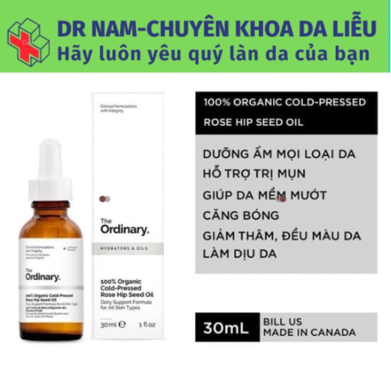 [NỘI ĐỊA USA]  Dầu dưỡng ẩm The Ordinary - 100% Organic Cold-Pressed Rose Hip Seed Oil ( 30mL )