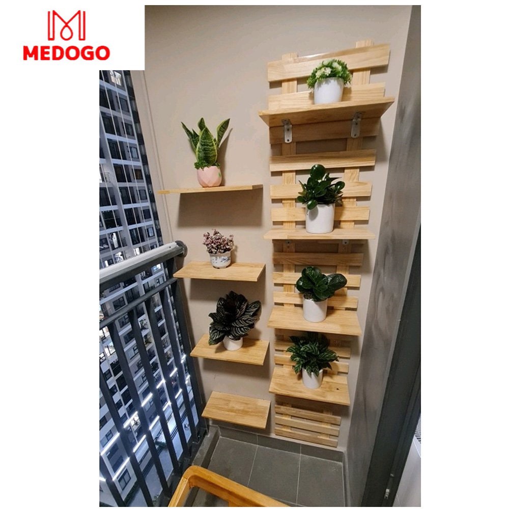 Bộ kệ gỗ trồng cây ban công MEDOGO, giá treo tường trồng hoa, cây cảnh phong cách Hàn Quốc trang trí gỗ thông chịu nước