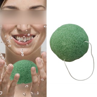 Miếng bọt biển rửa mặt Konjac màu xanh lá