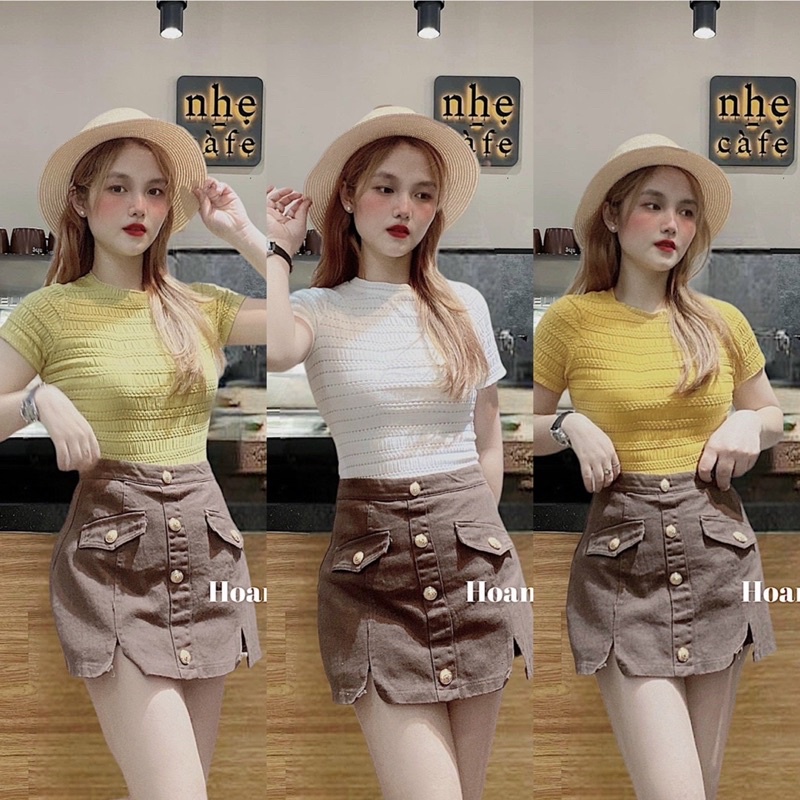 Xả hàng - Áo thun xốp cổ tròn dáng ôm , Áo kiểu ngắn tay ôm dáng AK509 - NhiNhi Shop