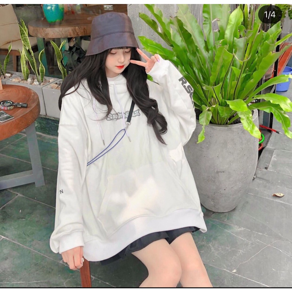 Áo hoodie nỉ bông unisex dưới 75kg - In chữ trước ngực