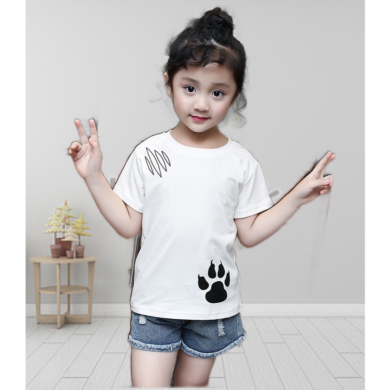 Áo thun bé gái tới size đại. Áo phông cotton cao cấp bé gái lớn size 15-36kg họa tiết in hình gấu sau lưng A100