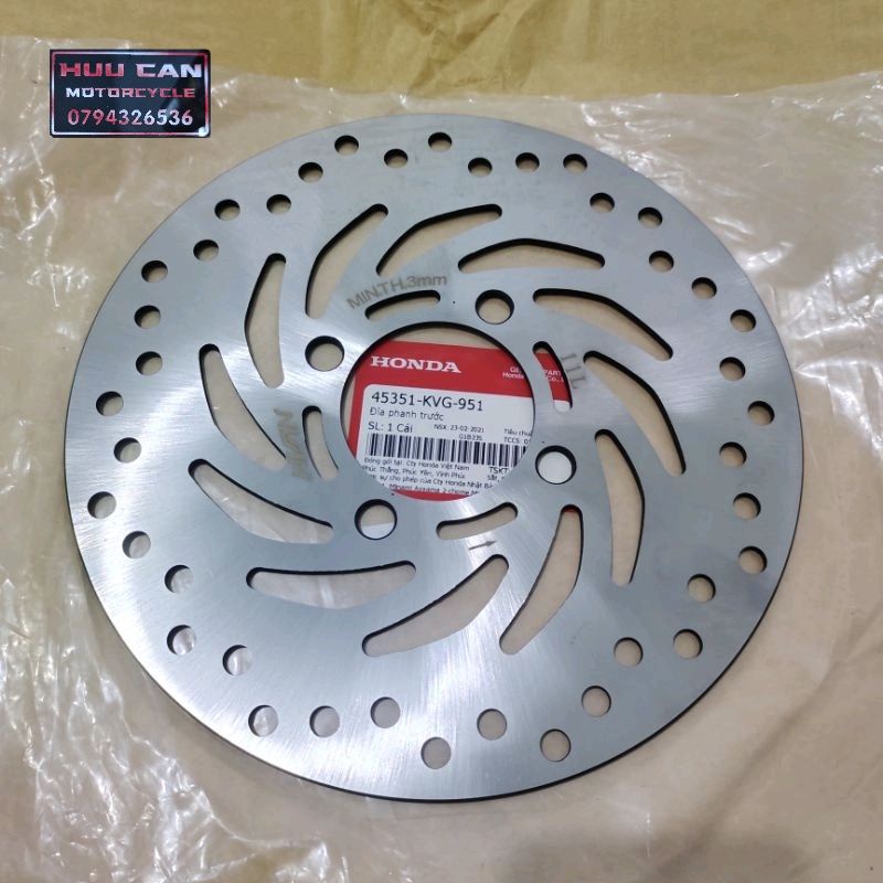 Đĩa phanh trước WAVE S 110 / RSX 110/  FUTURE X 125 / Future led 125 / AIR BLADE 110  chính hãng