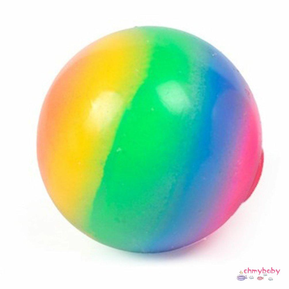 【OMB】 Rainbow Giant Stress Ball For Adults And Kids Jumbo Ball Reduce Fidget Toy