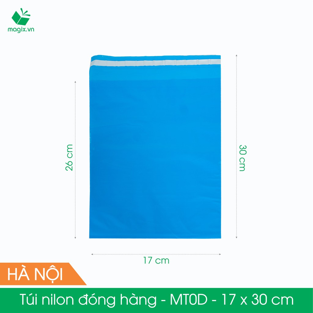 MT0D - 17x30 cm - Túi nilon gói hàng - 100 túi niêm phong đóng hàng màu xanh dương