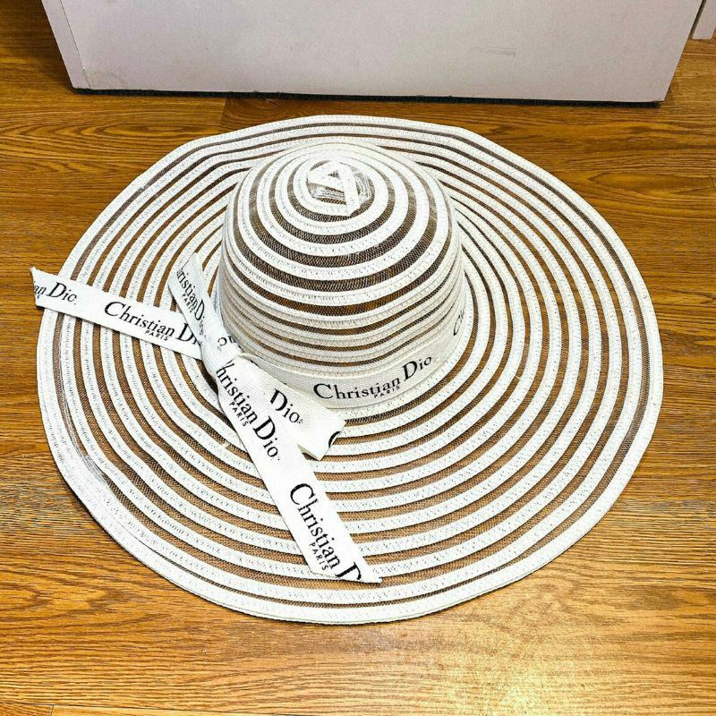 Mũ cói đi biển vành rộng cói lưới nơ dio sang chảnh