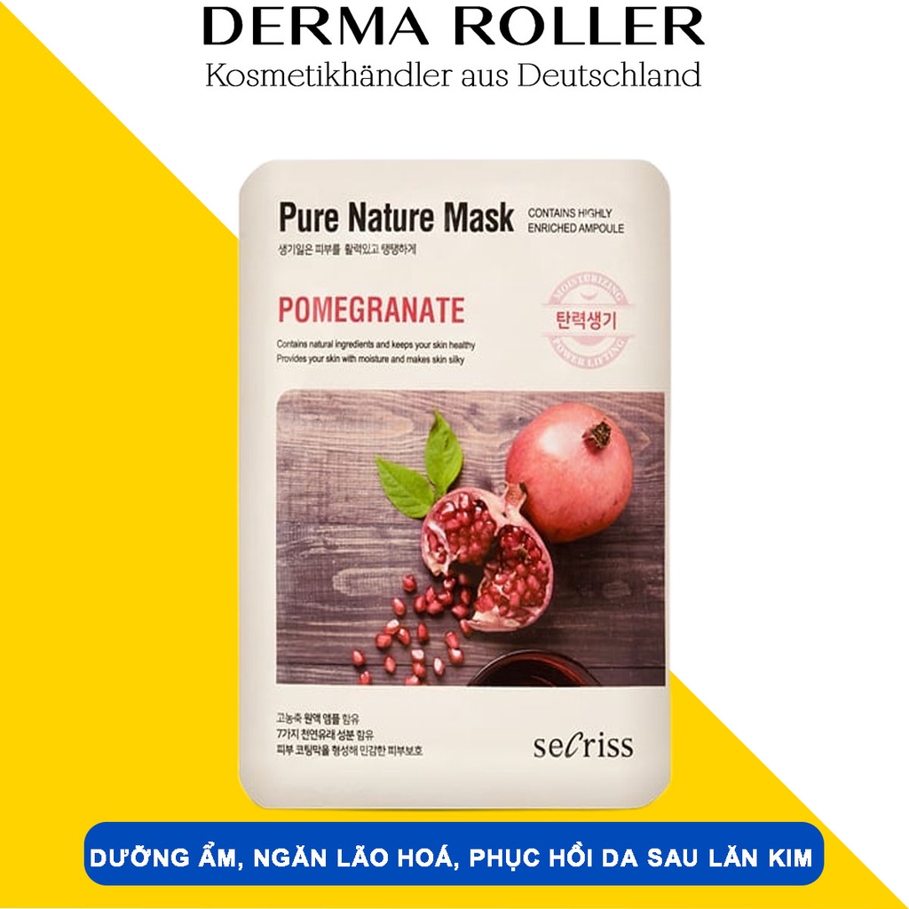 Mặt Nạ Pure Nature Mask Pomegranate SECRISS Lựu Đỏ ngăn ngừa lão hoá sáng da - ANSKIN - HÀN QUỐC - DERMAROLLER