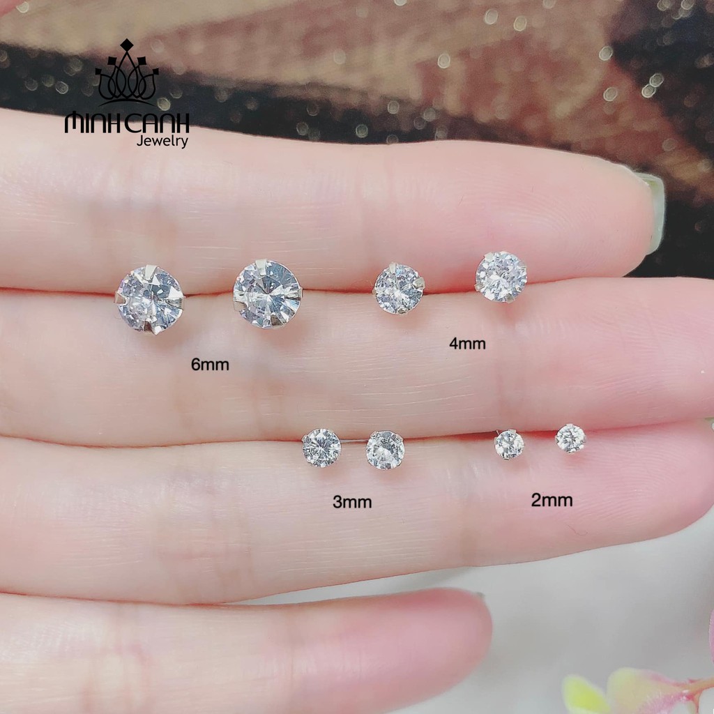 Bông Tai Nụ Đá 4 Chấu Chốt Bạc Ta - Thương Hiệu Minh Canh Jewelry