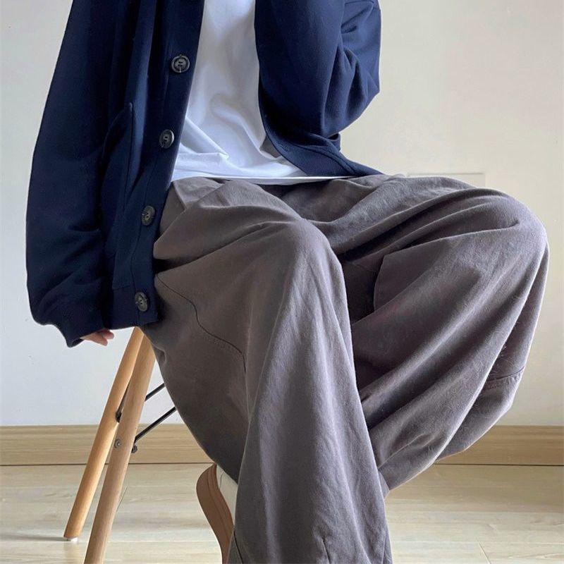 Quần Dài Ống Rộng Màu Sắc retro Phong Cách Nhật Bản Cho Nam