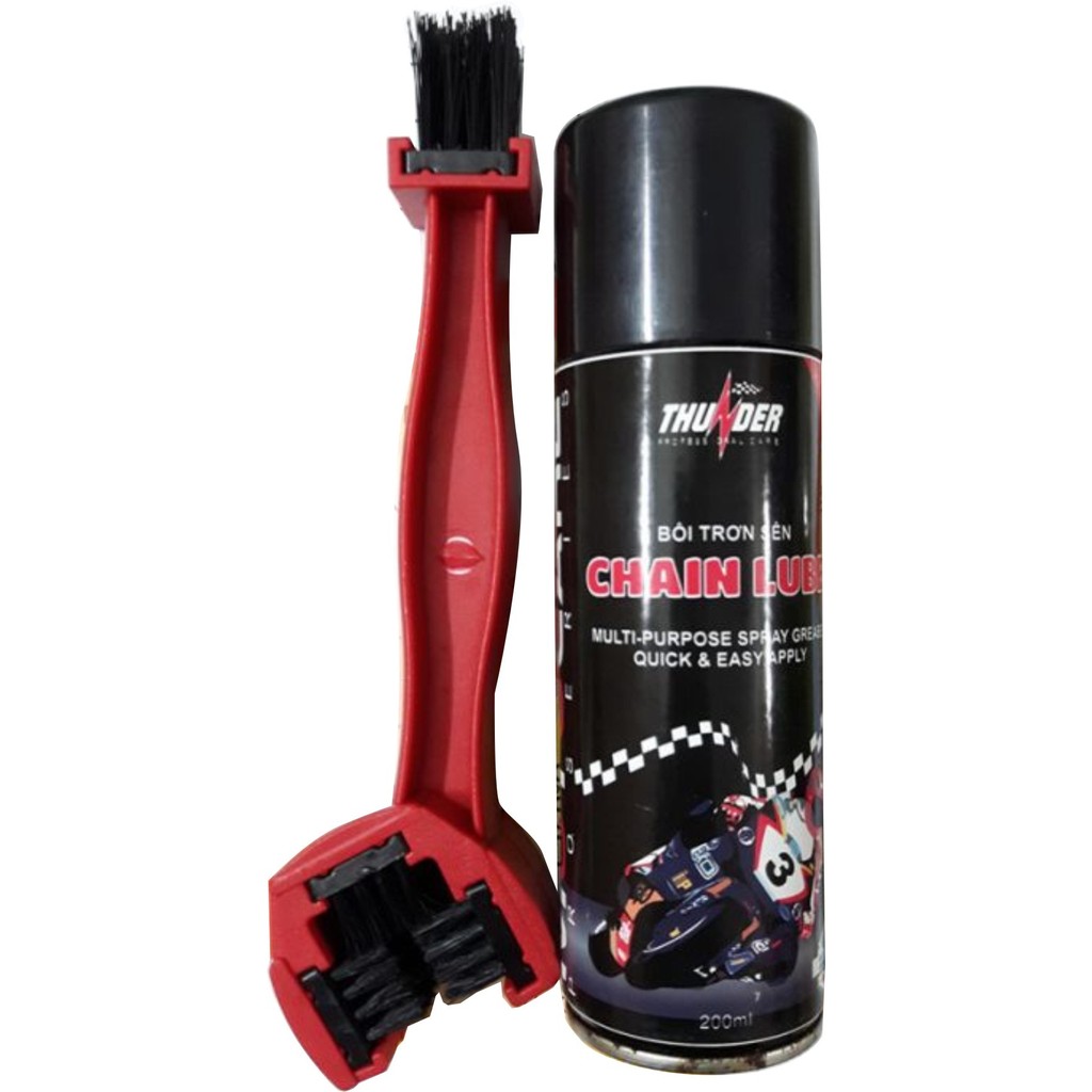 Combo bàn chải sệ sinh sên và chai xit dưỡng sên chống sét Thunder chain Blube 200ml