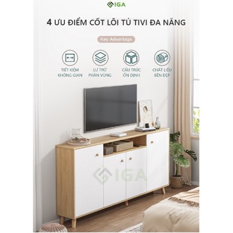 Tủ kệ tivi 4 ngăn vân gỗ trắng tủ để đồ đa năng - GK219