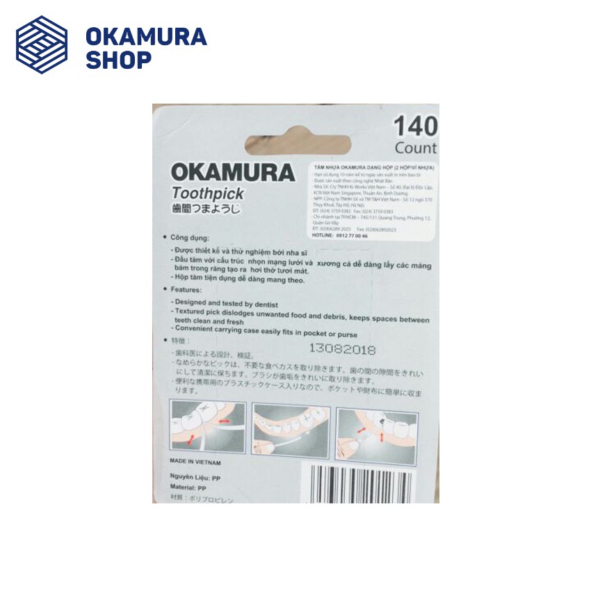 Combo 5 Vỉ tăm nhựa cao cấp Okamura (140 cây/Vỉ)