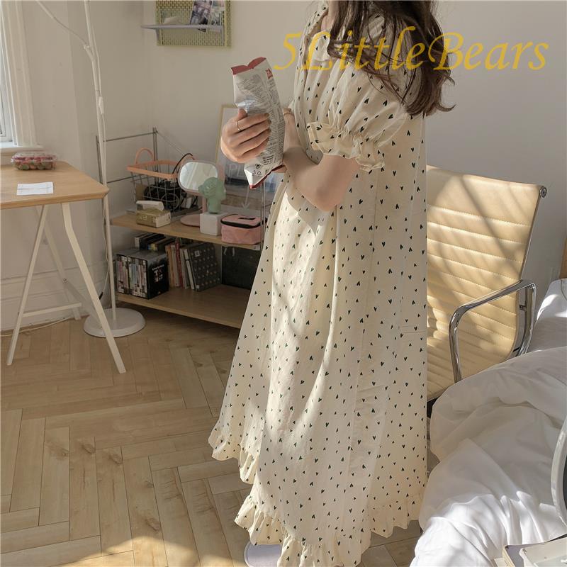 Đầm Ngủ Dáng Rộng In Họa Tiết Dễ Thương Phong Cách Hàn Quốc Thời Trang Mùa Hè Cho Nữ