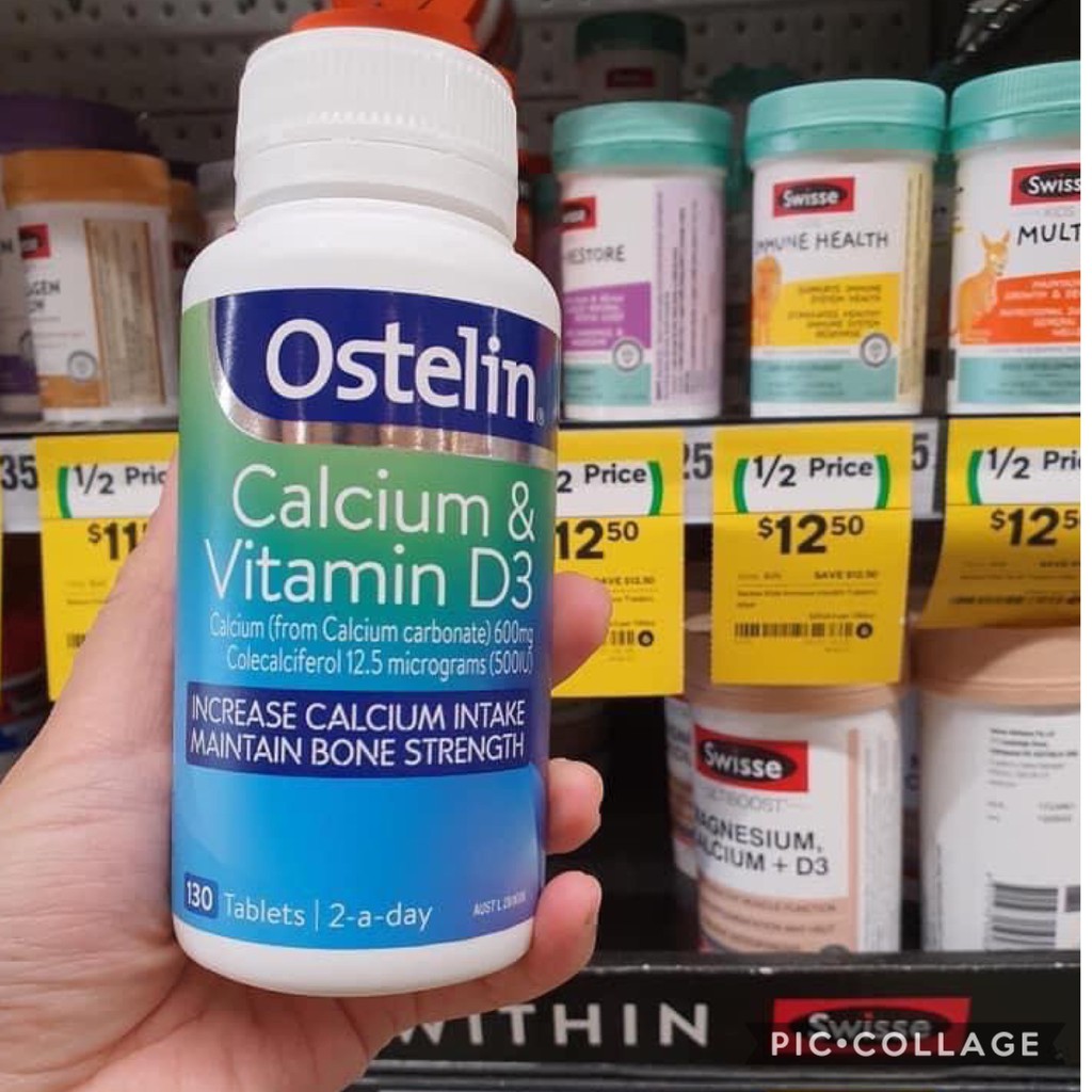 Calcium & Vitamin D3, Canxi bầu Ostelin 130 viên, Úc