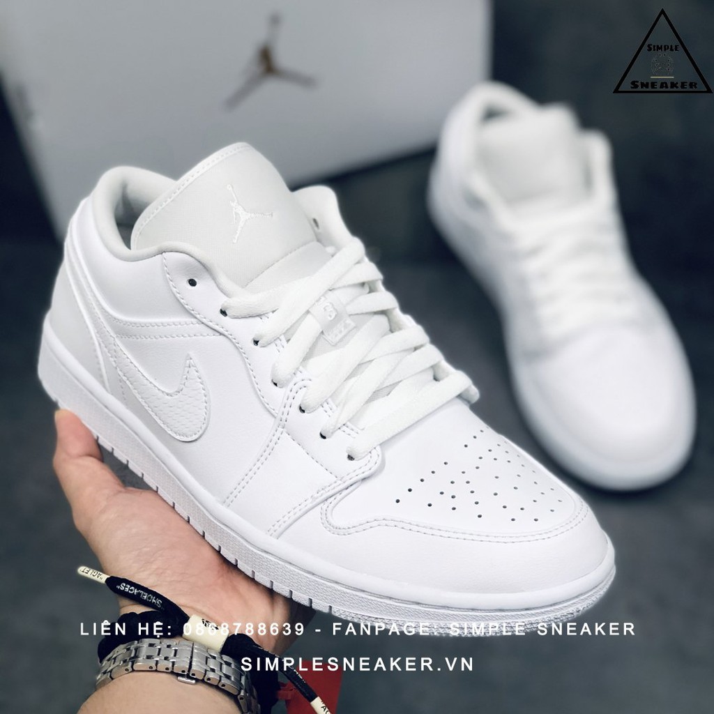 Giày Air Jordan 1🔴FREESHIP🔴Nike Air Jordan 1 Low Allwhite Chính Hãng - Giày Jordan 1 Cổ Thấp Full Trắng Chuẩn Auth