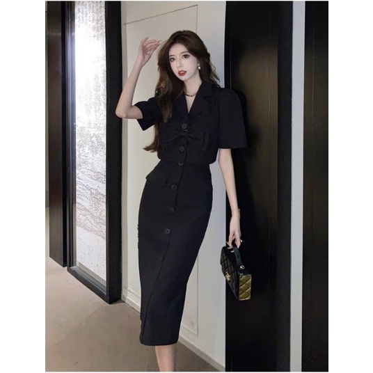 Set váy vest gắn nơ sang chảnh 1249