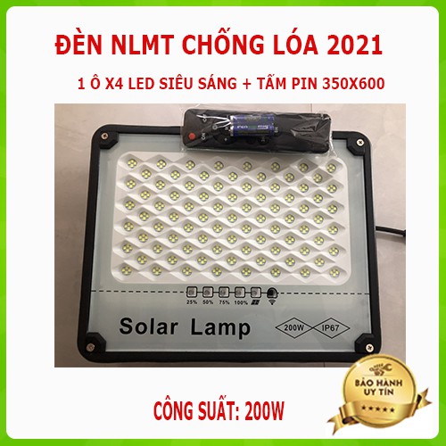 -Đèn năng lượng mặt trời chống lóa Solar Lamp 200W- Chính hãng, bảo hành 2 năm.
