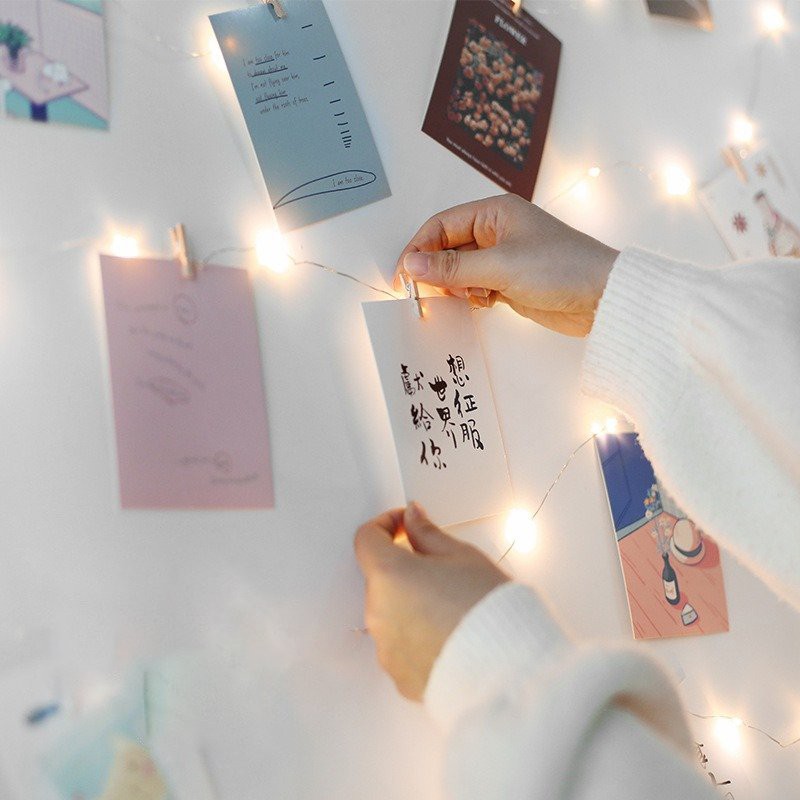 Đèn đom đóm dây đèn led trang trí fairy light treo ảnh postcard bưu thiếp vintage aesthetic decor phòng bàn học