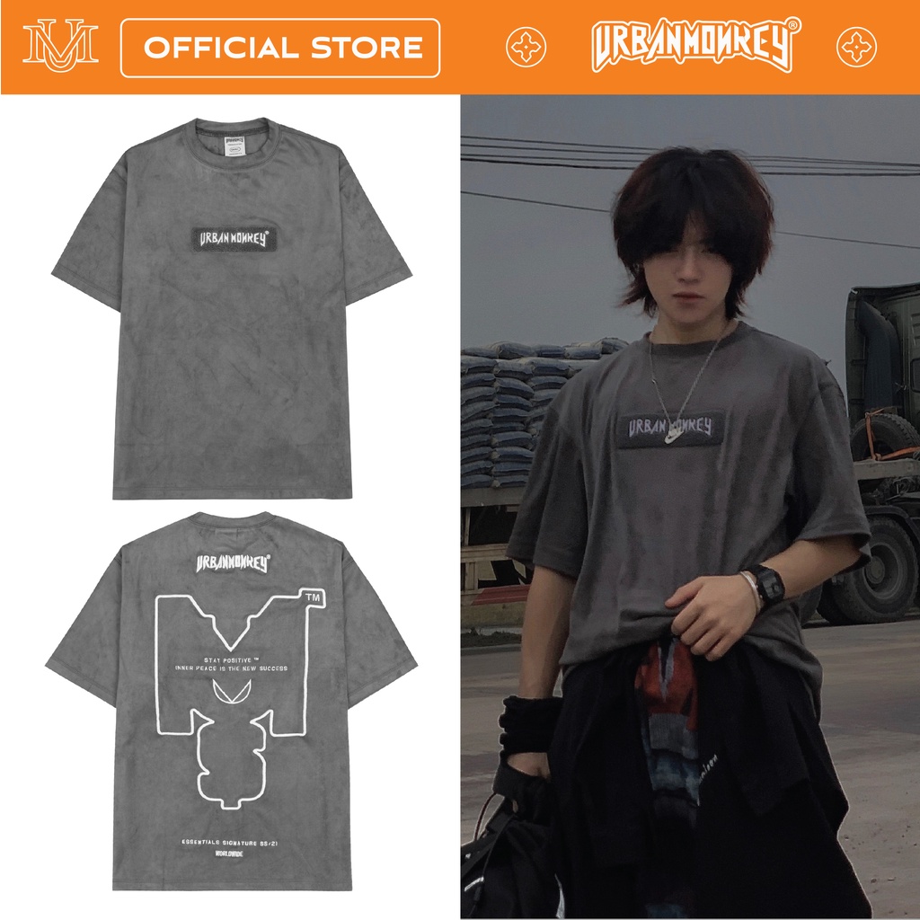Áo Thun URBAN MONKEY Grey Chất Liệu Da Lộn dày Dặn