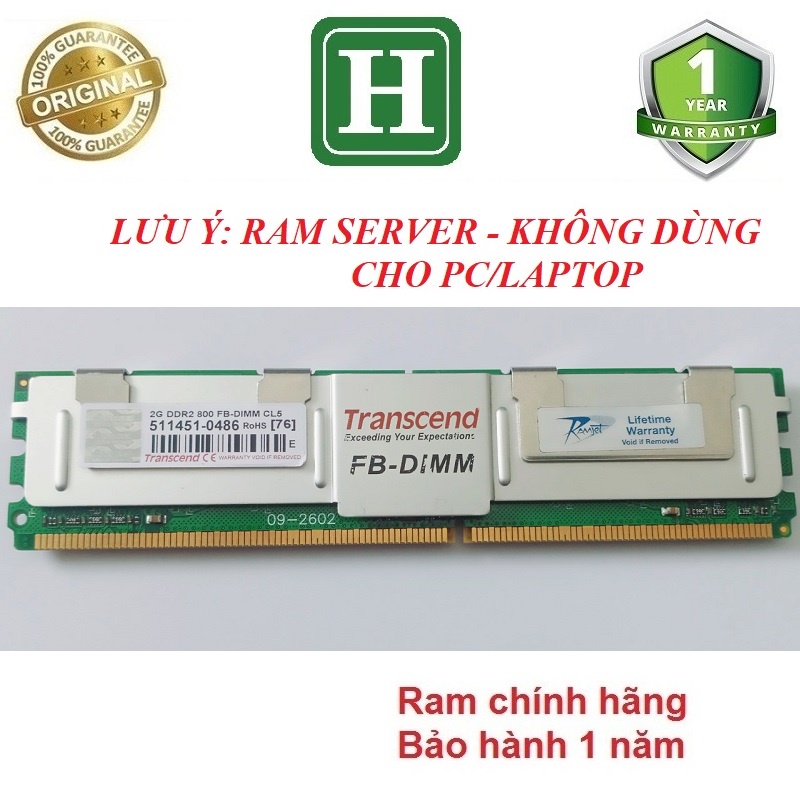 Ram Server DDR2 2GB, 4GB bus 667/800 hàng chính hãng bảo hành 12 tháng