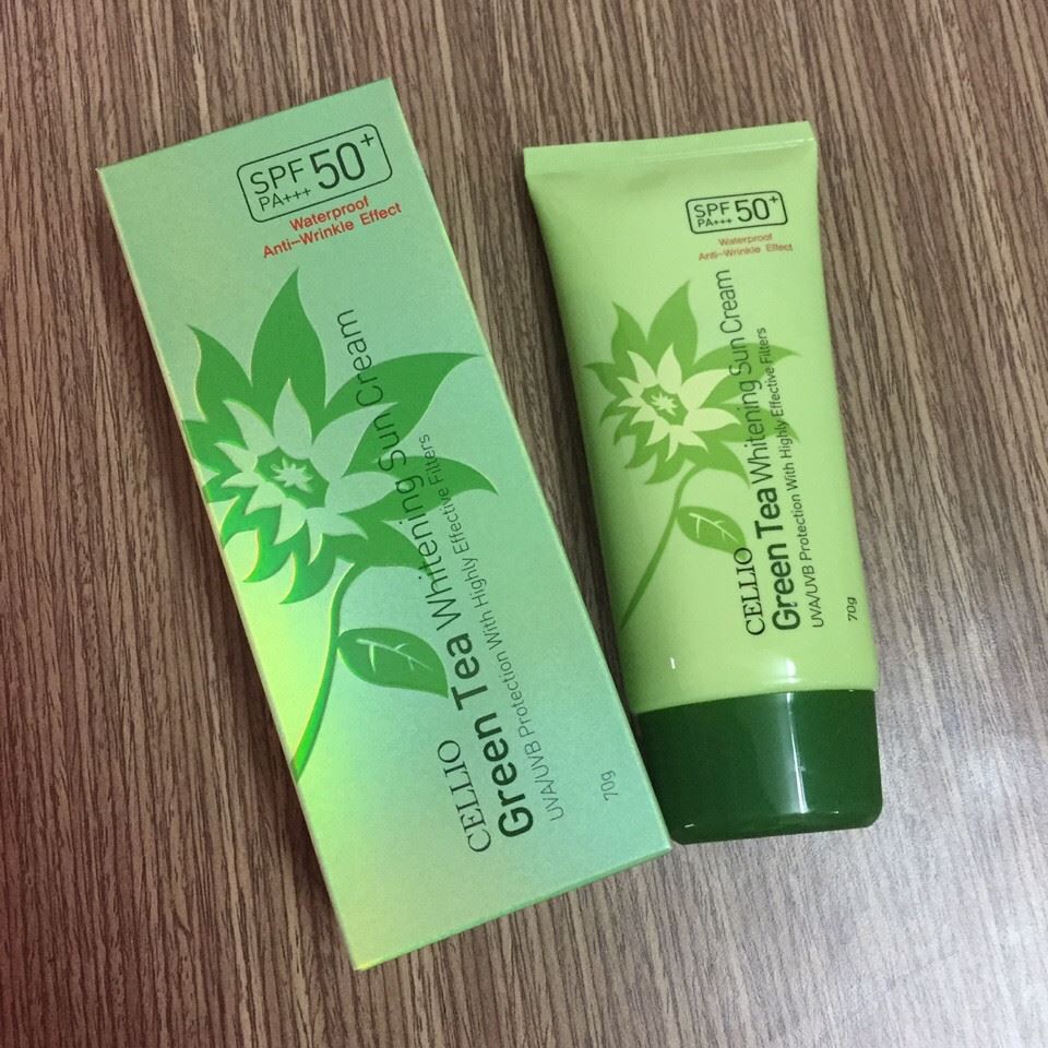 Kem chống nắng Cellio Green Tea Whitenning Sun Cream SPF50, Kem chống nắng an toàn hiệu quả | BigBuy360 - bigbuy360.vn