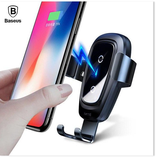 Kẹp Điện Thoại Kiêm Sạc Không Dây Ô Tô, Xe Hơi Baseus Gắn Cửa Gió Công Suất 10W Hỗ Trợ Sạc Nhanh Và Giữ Chắc Điện Thoại