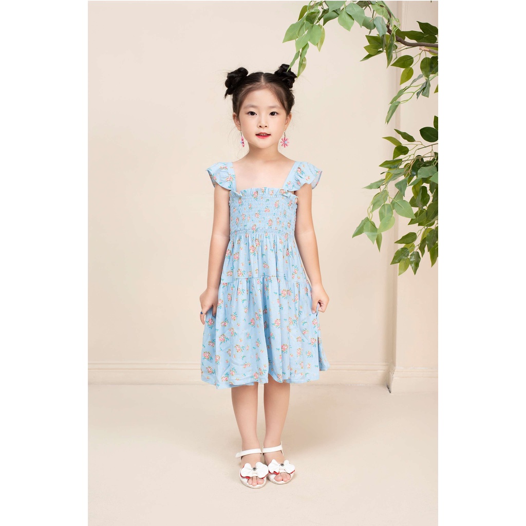 Váy bé gái MILAM hoa nhí xanh cánh tiên tiểu thư thoáng mát cho mùa hè