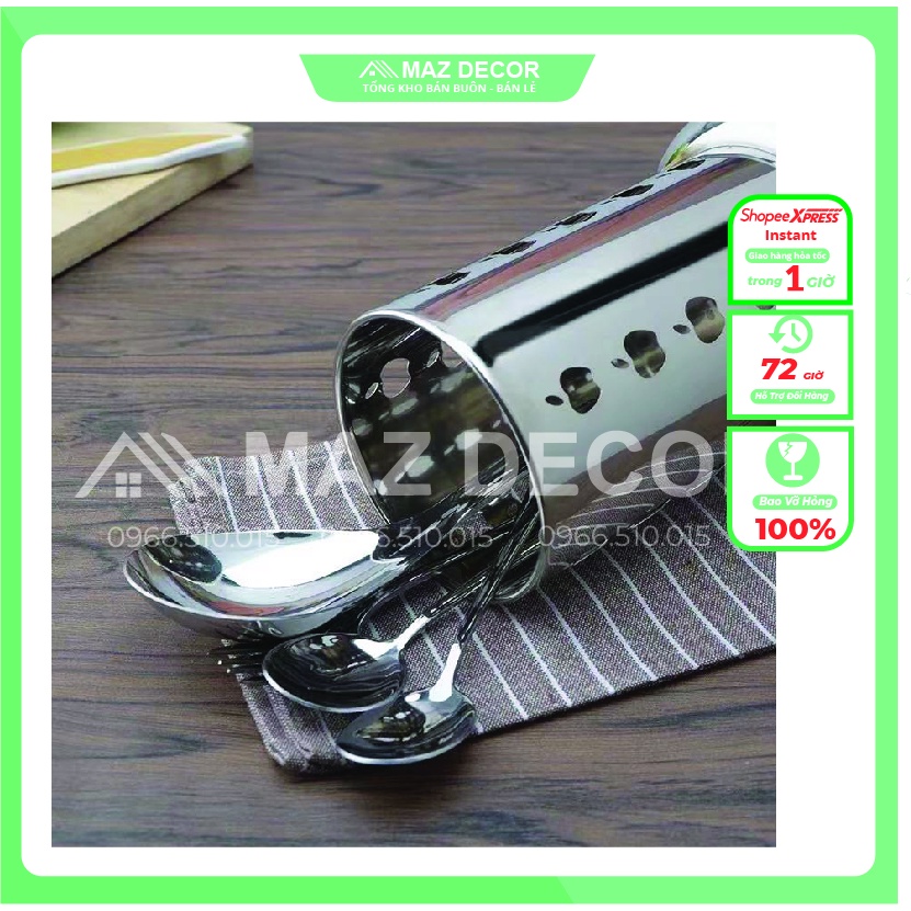 Ống Lọ Cắm Đũa thìa muỗng tròn Inox 304 có đế dày dặn đẹp/Cắm đồ dụng cụ pha chế