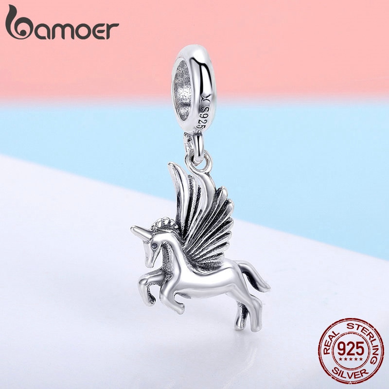 Mặt xỏ dây chuyền Bamoer bằng bạc 925 phong cách độc đáo DIY