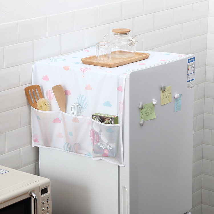 Tấm Phủ Tủ Lạnh Che Bụi Bẩn Có Túi 2 Bên Đựng Đồ Đa Năng Tiện Dụng (Màu Ngẫu Nhiên)