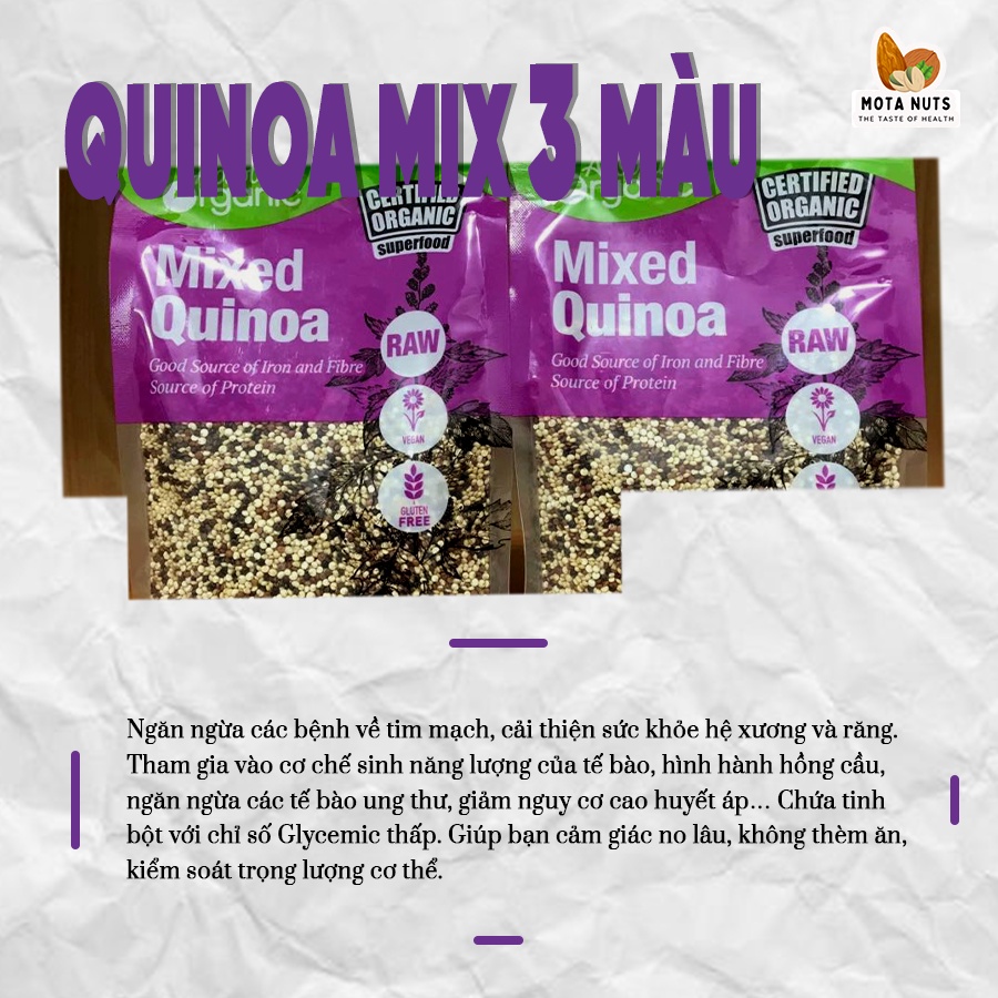 Hạt diêm mạch Quinoa mix 3 màu Organic - 400g