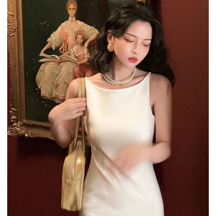 Đầm Lửng Không Tay Cổ Tròn Hở Vai Thời Trang Mùa Hè Hàng Mới Dành Cho Nữ