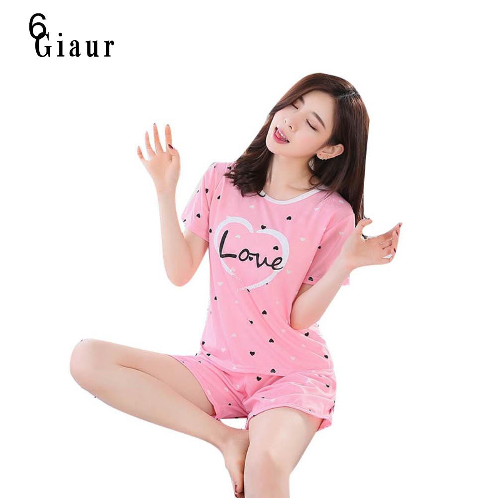 Set đồ ngủ ngắn in hình hoạt hình dễ thương cho nữ