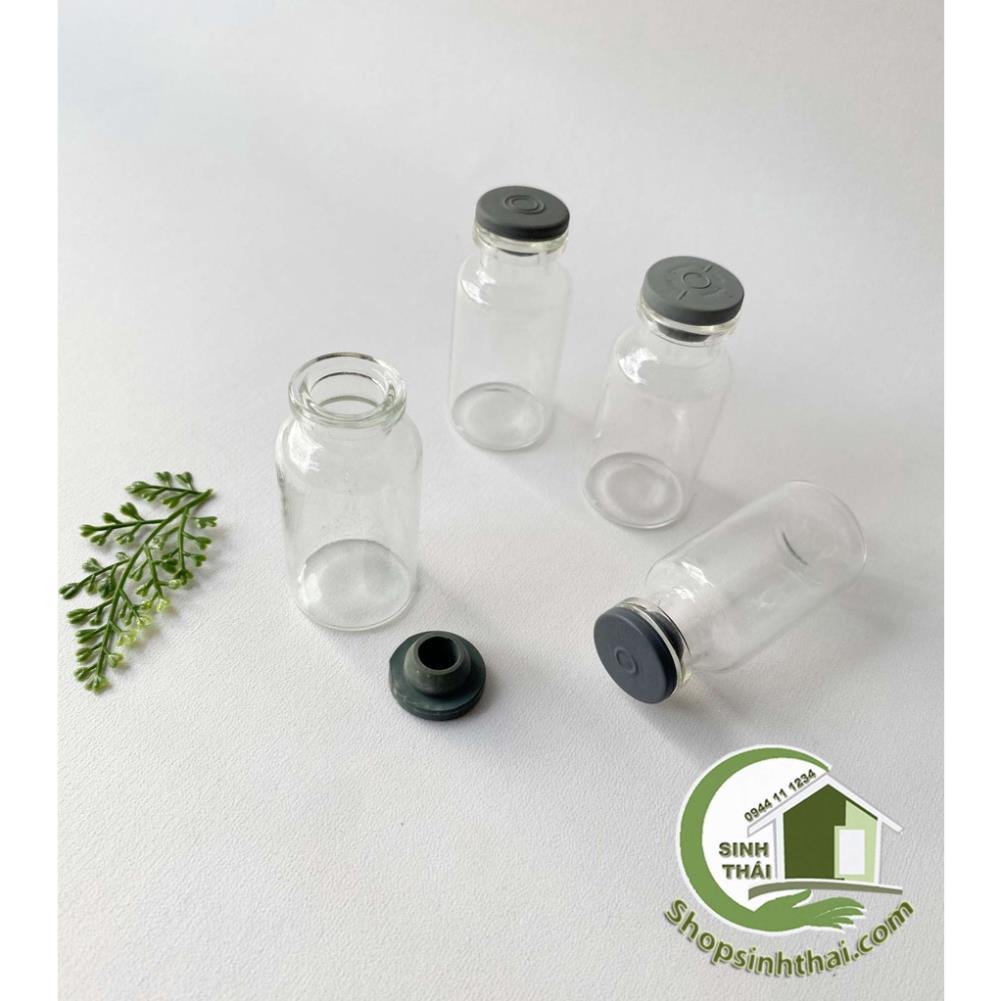 Lọ thủy tinh nắp cao su xám, hũ lớn 5.5cm x 2.5cm, chai hũ thủy tinh đựng chất lỏng, tinh dầu, kim tuyến, mỹ phẩm, cườm