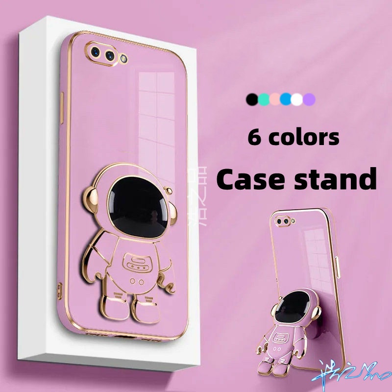 Ốp Điện Thoại Mạ Điện 6D Sáng Tạo Có Giá Đỡ Hình Phi Hành Gia Cho OPPO A3S A12E A37 2022
