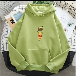 Áo hoodie gấu ăn mặt chất nỉ bông dày siêu ấm 75