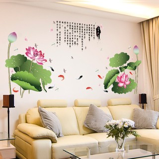 Decal dán tường ao sen cá chép 3