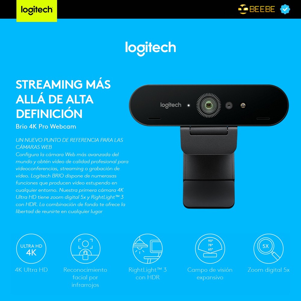 LOGITECH BRIO 4K PRO - Webcam Cao Cấp Độ Phân Giải Ultra HD 4K (C1000E)
