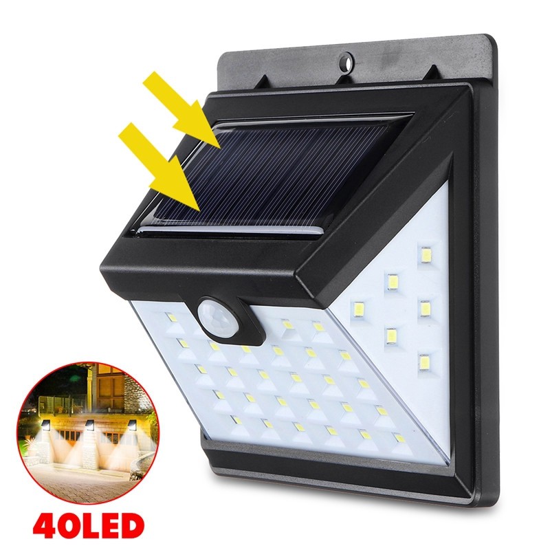 Đèn Led Treo Tường 40 Bóng 3 Chế Độ Cảm Biến Chuyển Động Chống Nước