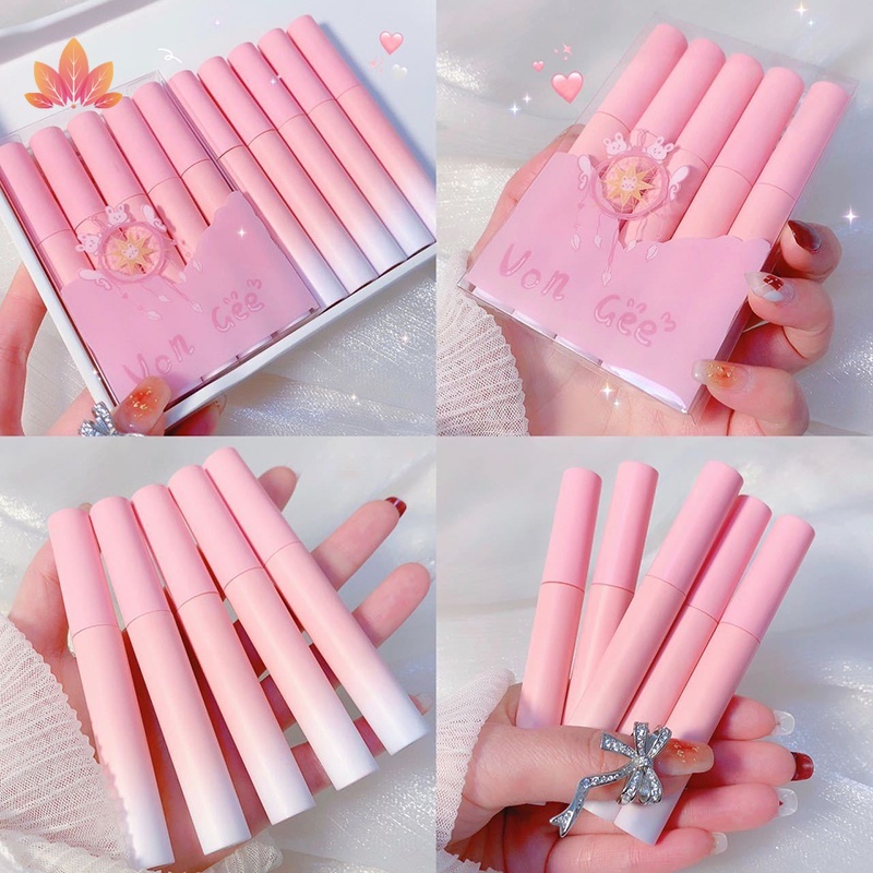 Bộ Son Kem Màu Lì Mịn Màng Màu Trắng Họa Tiết dream catcher JP5