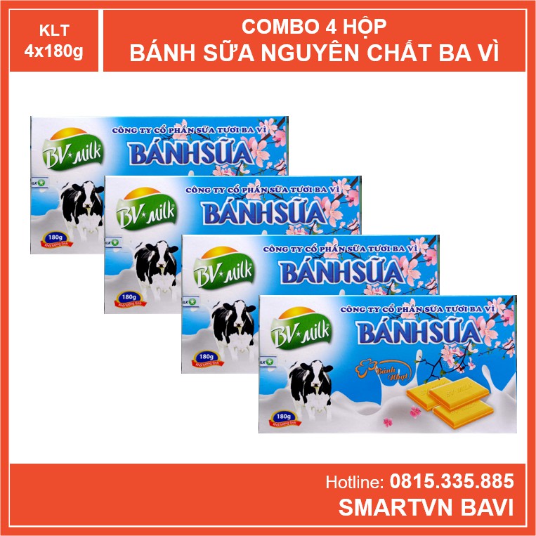 Combo 4 Hộp Bánh Sữa Nguyên Chất Ba Vì Siêu Tiết Kiệm