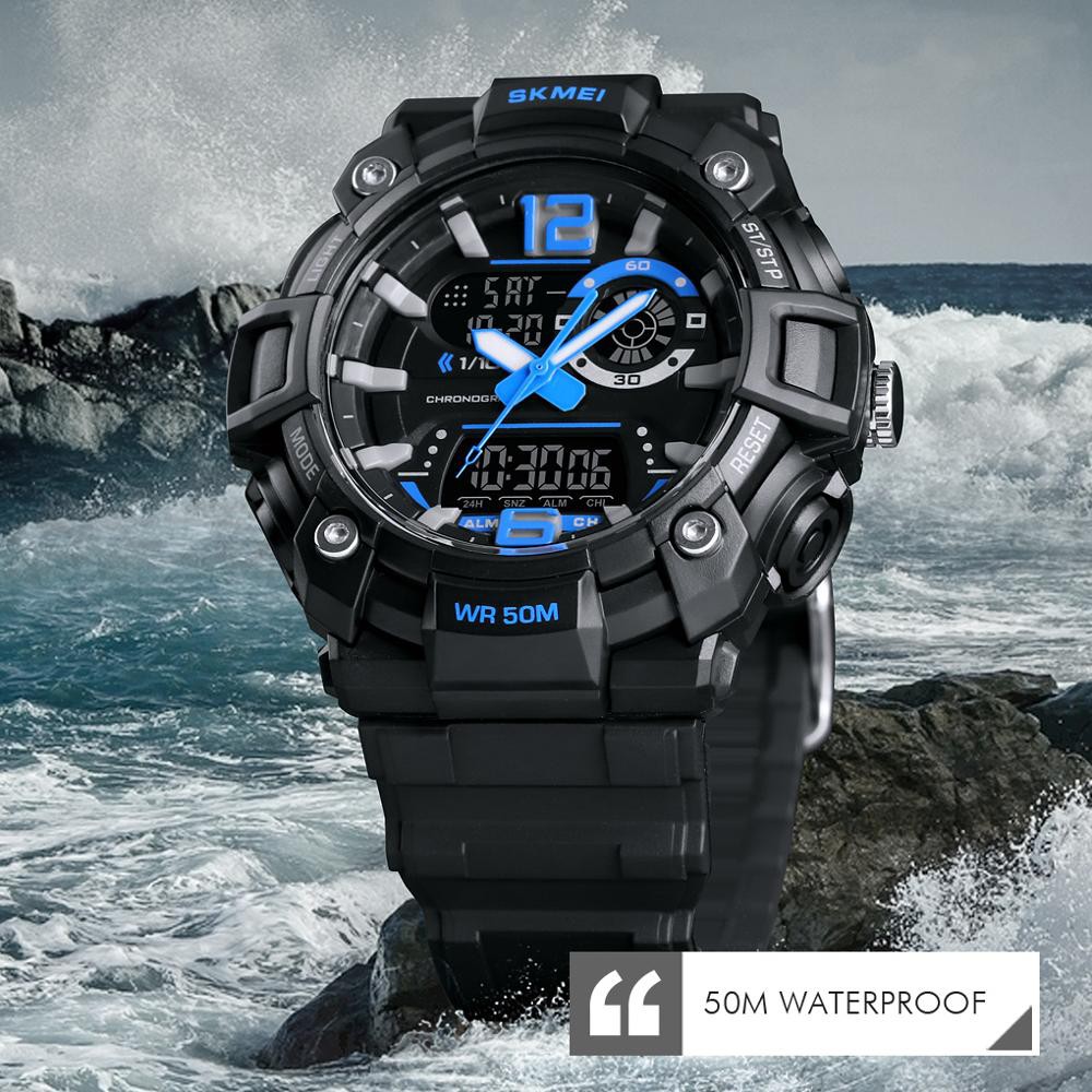Đồng Hồ Điện Tử Đa Năng SKMEI 1529 Hiển Thị 5 Ba Thanh Chống Thấm Nước