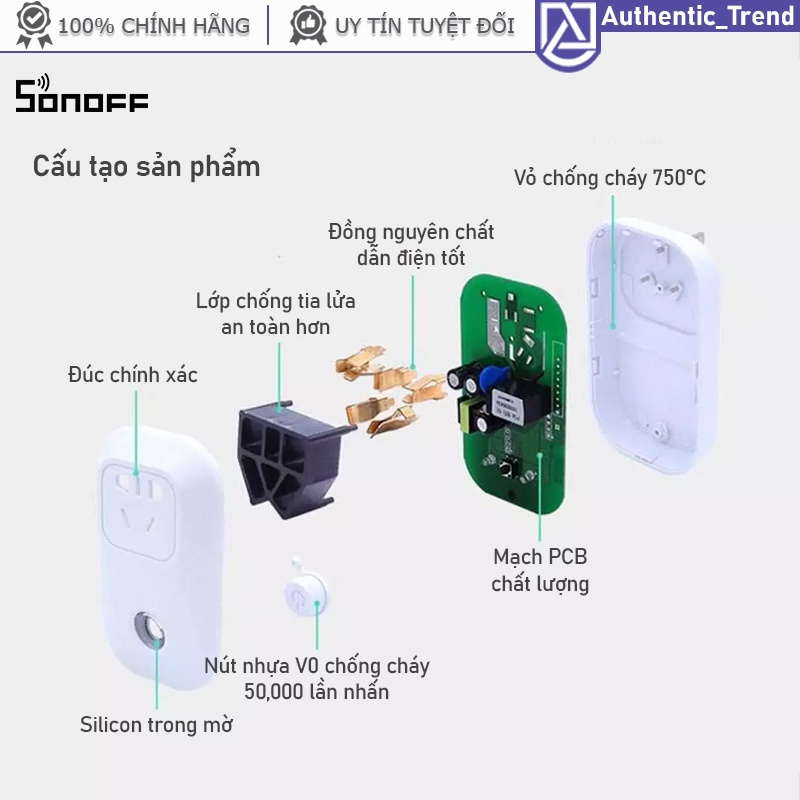 Ổ cắm Wifi SONOFF Thông Minh điều khiển App eWeLink tắt mở giọng nói qua Google Home Alexa hẹn giờ tự động - CHÍNH HÃNG