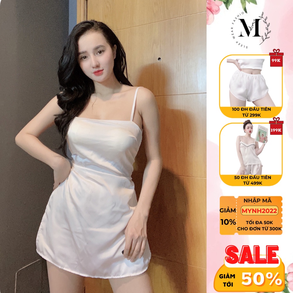Đồ ngủ sexy set bộ 2 dây áo form dài có mút ngực gợi cảm mặc nhà chất liệu lụa satin mềm mịn 025