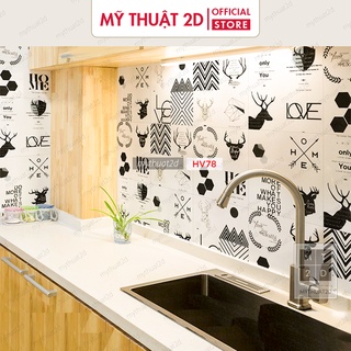 Sét 35 ô Decal gạch bông hoa văn trang trí đen trắng hiện đại_kt 20x20/ô HV78