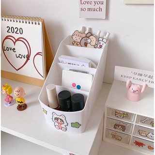 Hộp đựng bút để bàn 4 ngăn, hộp đựng đồ trang điểm mini dễ thương Cute Shop