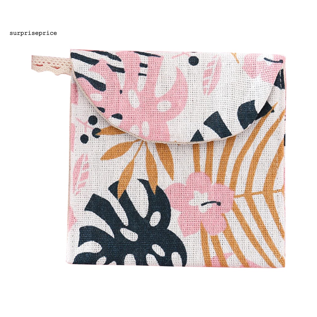 Túi đựng băng vệ sinh vải lanh cotton họa tiết hoạt hình dễ thương