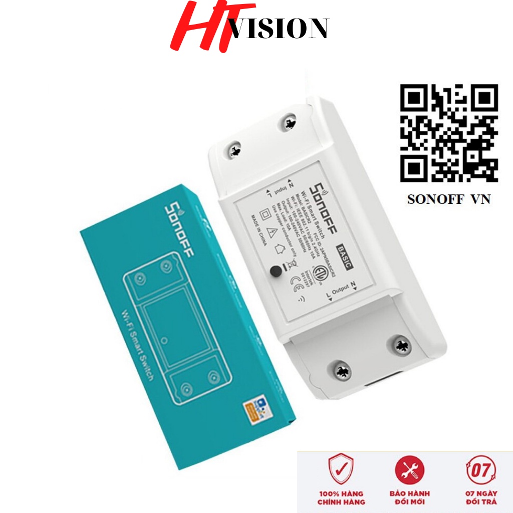 Công Tắc Thông Minh Sonoff Basic Điều Khiển Từ Xa Qua WIFI, 3G, 4G BẢN QUỐC TẾ